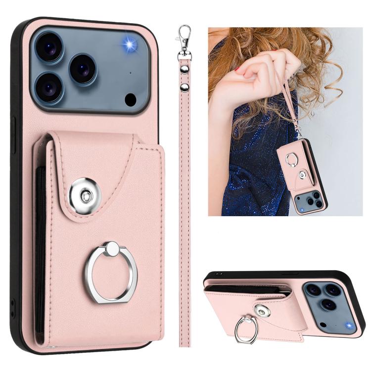 Organ Card Bag Ring Holder PU Phone Case with Lanyard, For iPhone 18 Pro / 17 Pro, For iPhone 18 Pro Max / 17 Pro Max, For iPhone 17, For iPhone Air