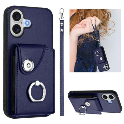 Organ Card Bag Ring Holder PU Phone Case with Lanyard, For iPhone 18 Pro / 17 Pro, For iPhone 18 Pro Max / 17 Pro Max, For iPhone 17, For iPhone Air