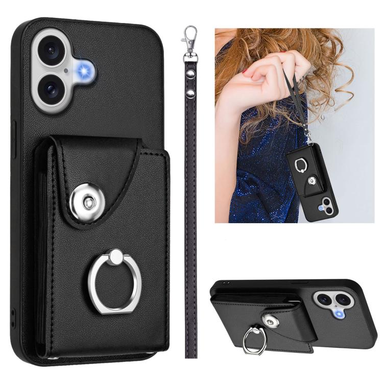 Organ Card Bag Ring Holder PU Phone Case with Lanyard, For iPhone 18 Pro / 17 Pro, For iPhone 18 Pro Max / 17 Pro Max, For iPhone 17, For iPhone Air