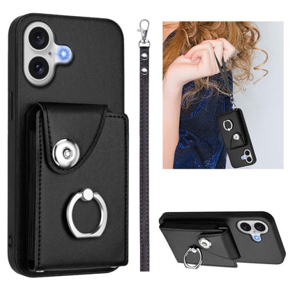 Organ Card Bag Ring Holder PU Phone Case with Lanyard, For iPhone 18 Pro / 17 Pro, For iPhone 18 Pro Max / 17 Pro Max, For iPhone 17, For iPhone Air