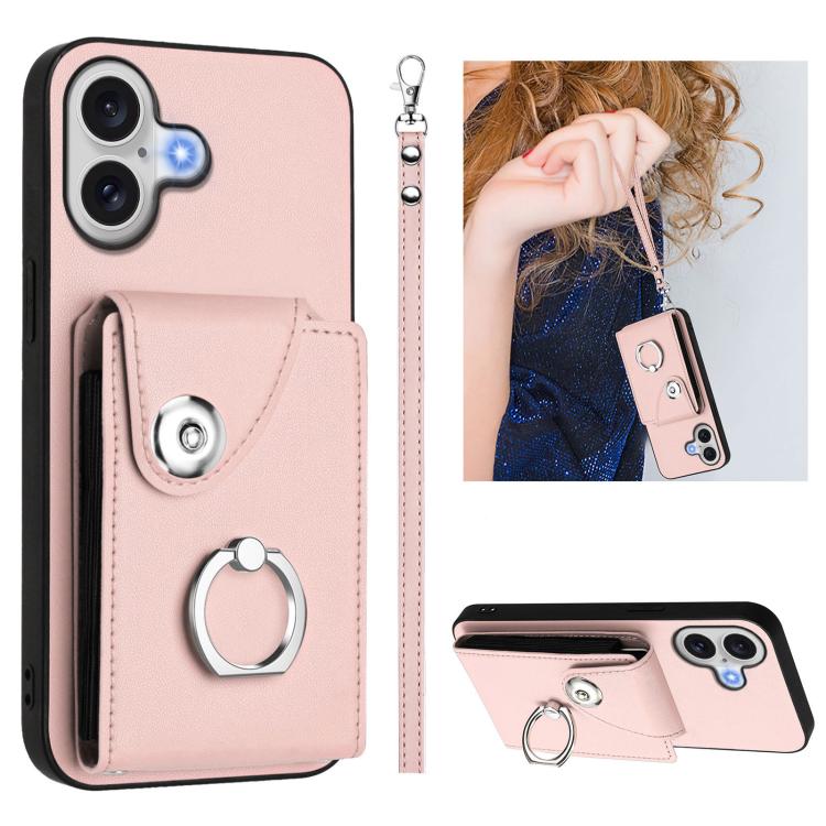 Organ Card Bag Ring Holder PU Phone Case with Lanyard, For iPhone 18 Pro / 17 Pro, For iPhone 18 Pro Max / 17 Pro Max, For iPhone 17, For iPhone Air