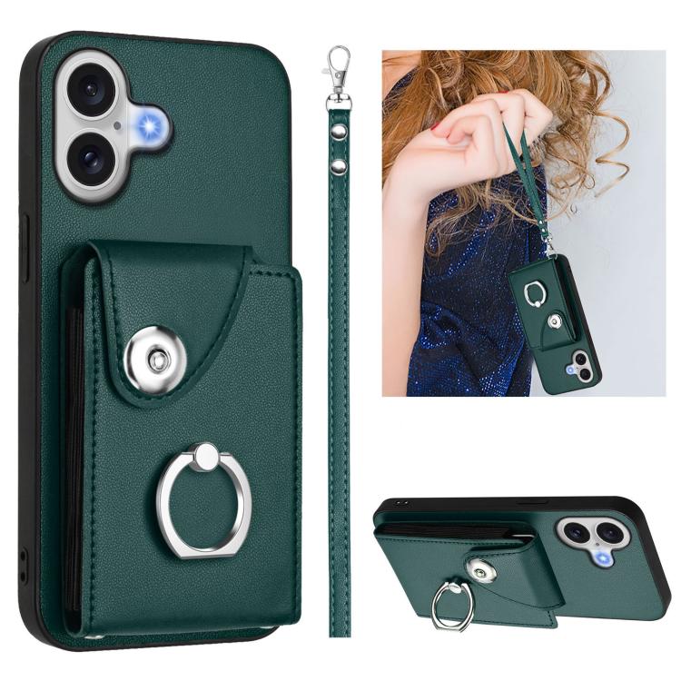 Organ Card Bag Ring Holder PU Phone Case with Lanyard, For iPhone 18 Pro / 17 Pro, For iPhone 18 Pro Max / 17 Pro Max, For iPhone 17, For iPhone Air