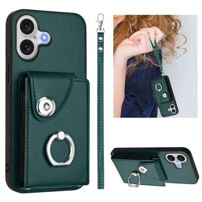 Organ Card Bag Ring Holder PU Phone Case with Lanyard, For iPhone 18 Pro / 17 Pro, For iPhone 18 Pro Max / 17 Pro Max, For iPhone 17, For iPhone Air