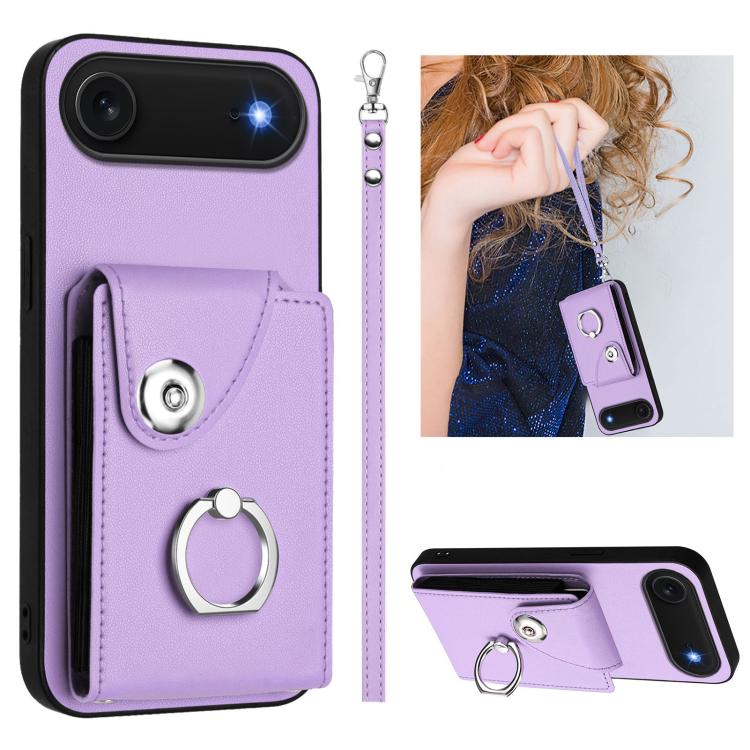 Organ Card Bag Ring Holder PU Phone Case with Lanyard, For iPhone 18 Pro / 17 Pro, For iPhone 18 Pro Max / 17 Pro Max, For iPhone 17, For iPhone Air