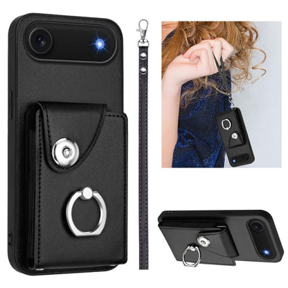 Organ Card Bag Ring Holder PU Phone Case with Lanyard, For iPhone 17 Pro Max, For iPhone 17 Pro, For iPhone 17, For iPhone Air