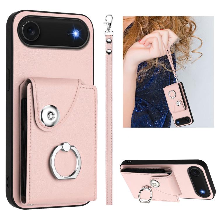 Organ Card Bag Ring Holder PU Phone Case with Lanyard, For iPhone 17 Pro Max, For iPhone 17 Pro, For iPhone 17, For iPhone Air