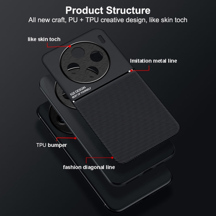Classic Tilt Strip Grain Magnetic PC Hybrid TPU Phone Case, For vivo X100s, For vivo X100 Ultra, For vivo iQOO Z9x, For vivo iQOO Z9, For vivo Y100 5G IDN, For vivo iQOO Neo9