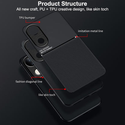 Classic Tilt Strip Grain Magnetic PC Hybrid TPU Phone Case, For vivo S20 Pro, For vivo X200, For vivo X200 Pro mini, For vivo X200 Pro, For vivo Y300 Pro, For vivo V40 Lite