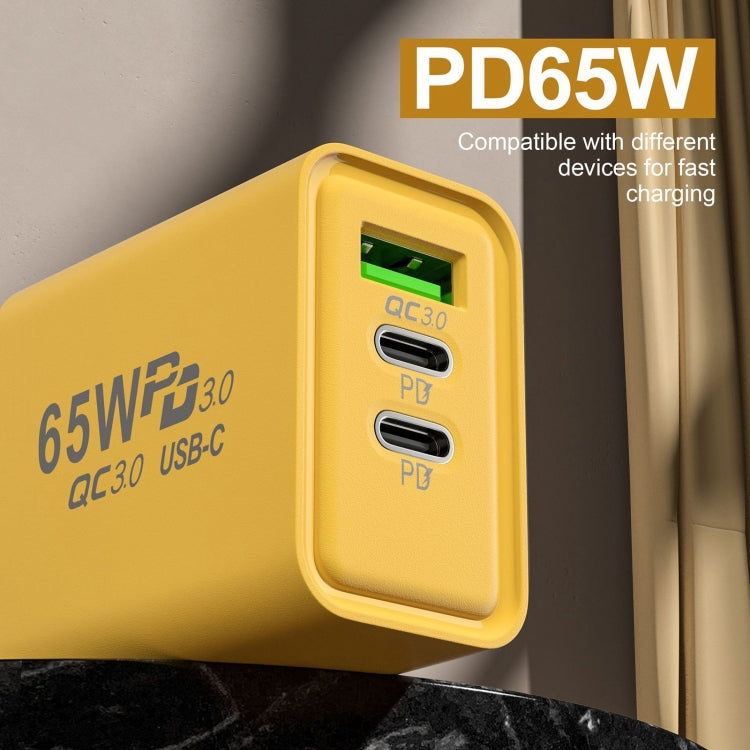 65W Gallium Nitride USB + Type-C Fast Charging Charger, EU Plug, US Plug