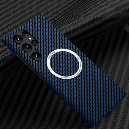 Carbon Fiber Texture MagSafe Magnetic Phone Case, For Samsung Galaxy S24 Ultra 5G, For Samsung Galaxy S24+ 5G, For Samsung Galaxy S24 5G