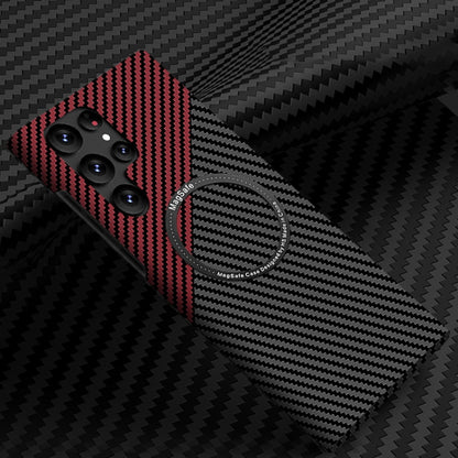 Carbon Fiber Texture MagSafe Magnetic Phone Case, For Samsung Galaxy S24 Ultra 5G, For Samsung Galaxy S24+ 5G, For Samsung Galaxy S24 5G