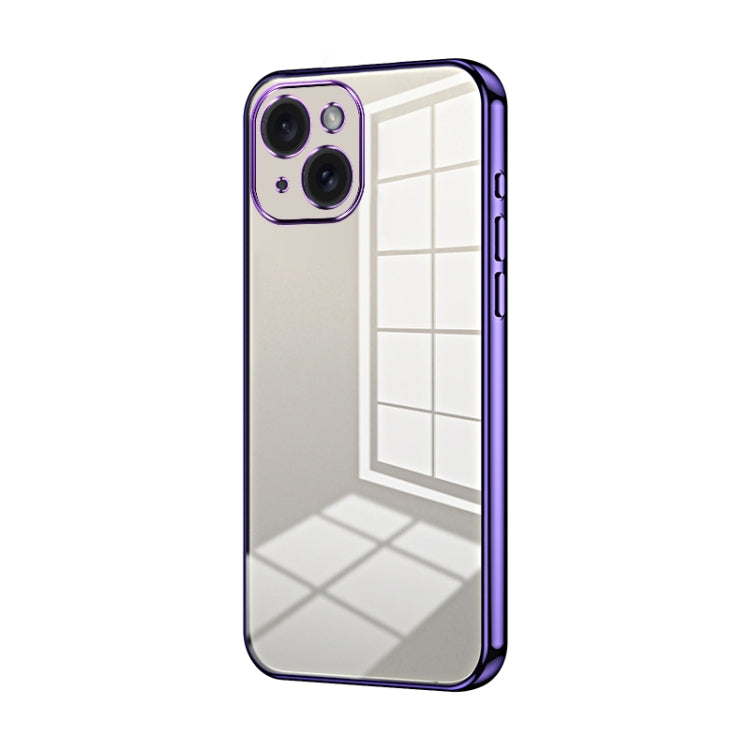Transparent Plating Fine Hole Phone Case, For iPhone 15, For iPhone 14 Plus, For iPhone 14