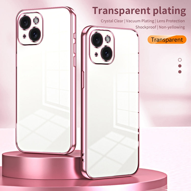 Transparent Plating Fine Hole Phone Case, For iPhone 15, For iPhone 14 Plus, For iPhone 14