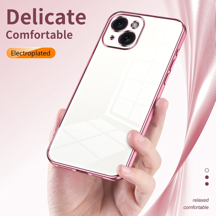 Transparent Plating Fine Hole Phone Case, For iPhone 15, For iPhone 14 Plus, For iPhone 14