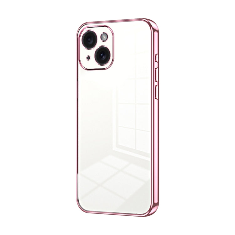Transparent Plating Fine Hole Phone Case, For iPhone 15, For iPhone 14 Plus, For iPhone 14