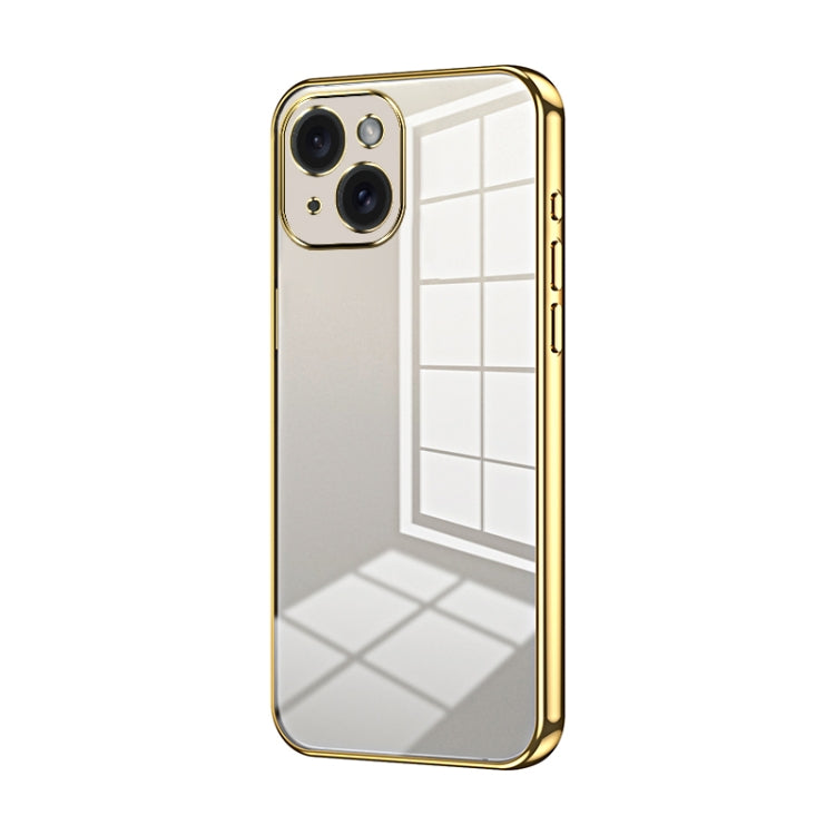 Transparent Plating Fine Hole Phone Case, For iPhone 15, For iPhone 14 Plus, For iPhone 14