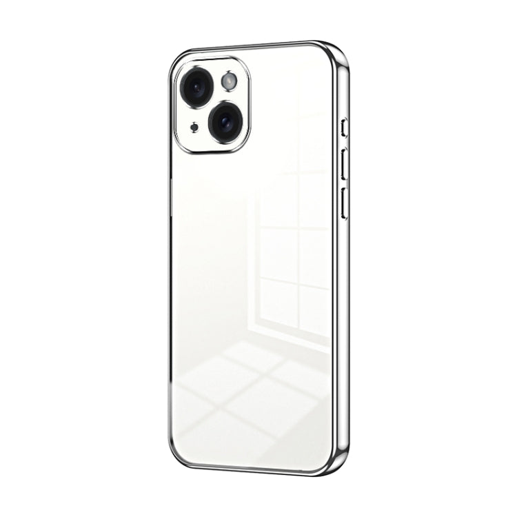 Transparent Plating Fine Hole Phone Case, For iPhone 15, For iPhone 14 Plus, For iPhone 14