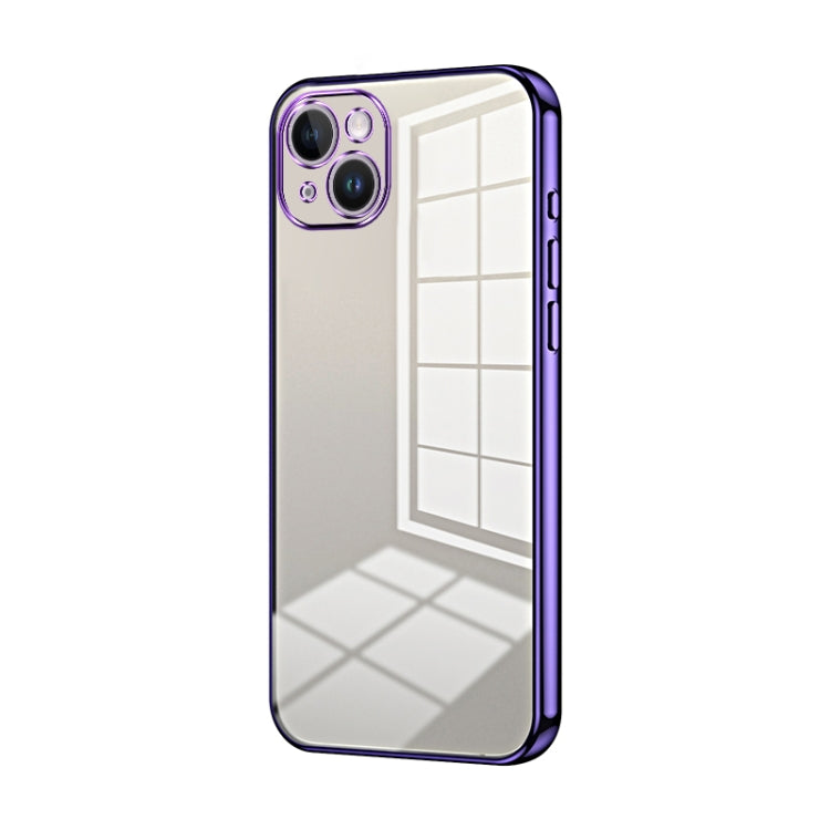 Transparent Plating Fine Hole Phone Case, For iPhone 15, For iPhone 14 Plus, For iPhone 14