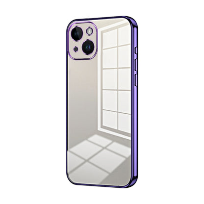 Transparent Plating Fine Hole Phone Case, For iPhone 15, For iPhone 14 Plus, For iPhone 14