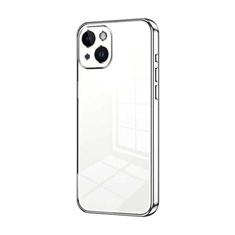 Transparent Plating Fine Hole Phone Case, For iPhone 15, For iPhone 14 Plus, For iPhone 14