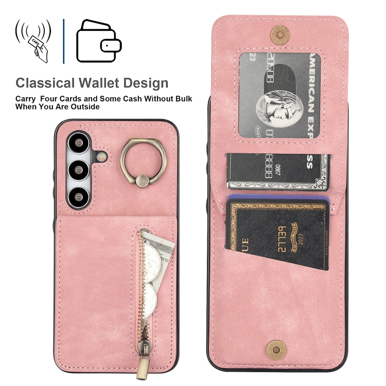 Retro Ring and Zipper RFID Card Slot Phone Case