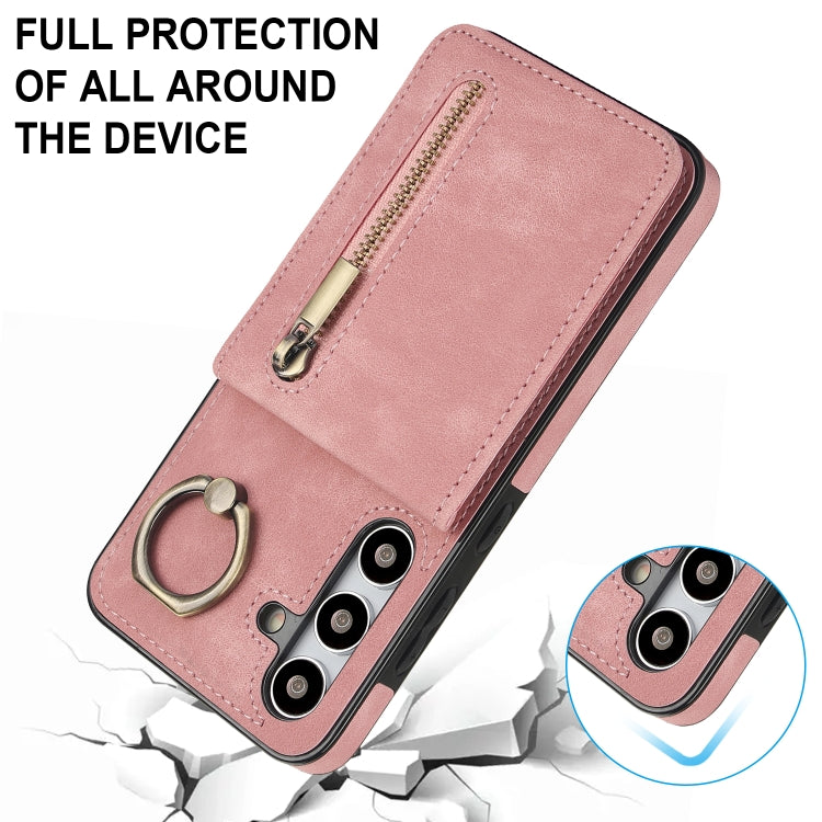 Retro Ring and Zipper RFID Card Slot Phone Case