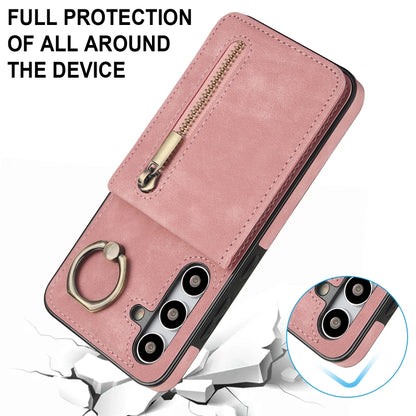 Retro Ring and Zipper RFID Card Slot Phone Case