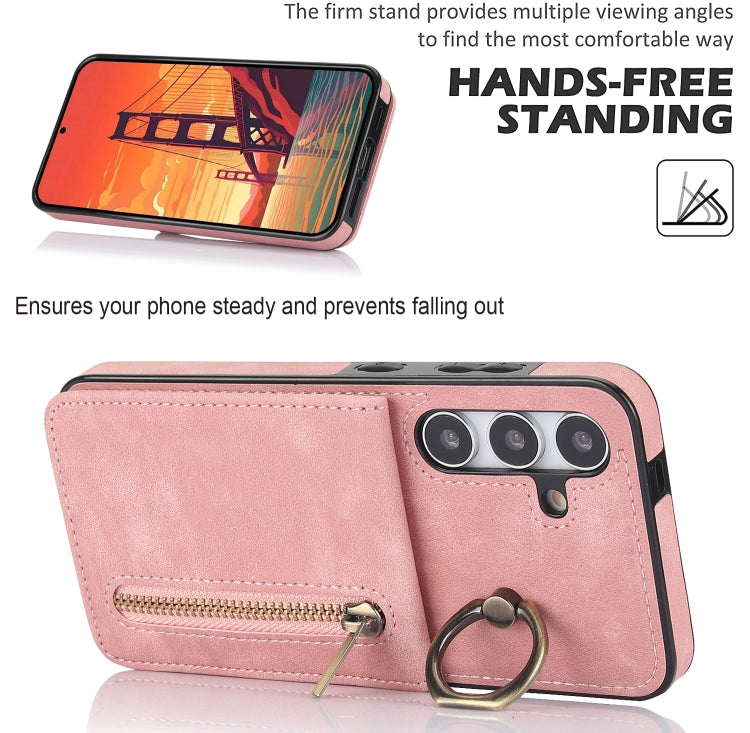 Retro Ring and Zipper RFID Card Slot Phone Case