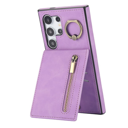 Retro Ring and Zipper RFID Card Slot Phone Case