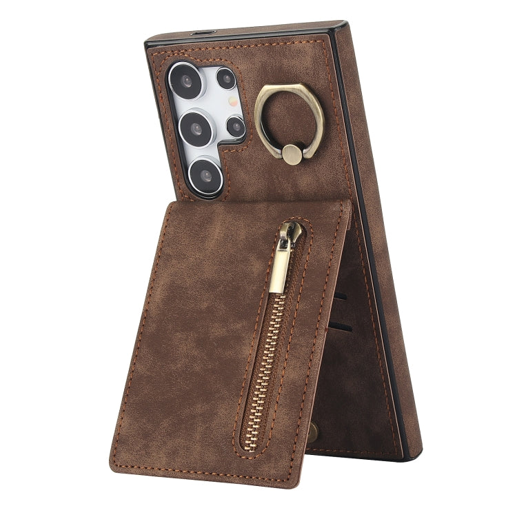 Retro Ring and Zipper RFID Card Slot Phone Case