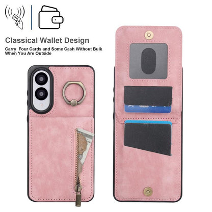 Retro Ring and Zipper RFID Card Slot Phone Case, For Samsung Galaxy S25 Edge 5G, For Samsung Galaxy S24 Ultra 5G, For Samsung Galaxy S24+ 5G