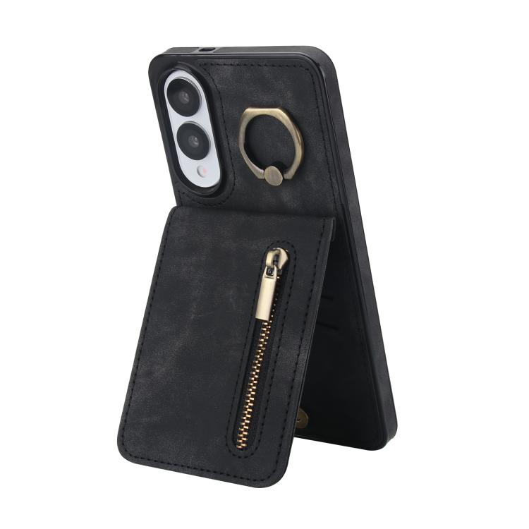 Retro Ring and Zipper RFID Card Slot Phone Case, For Samsung Galaxy S25 Edge 5G, For Samsung Galaxy S24 Ultra 5G, For Samsung Galaxy S24+ 5G