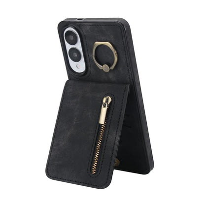 Retro Ring and Zipper RFID Card Slot Phone Case, For Samsung Galaxy S25 Edge 5G, For Samsung Galaxy S24 Ultra 5G, For Samsung Galaxy S24+ 5G