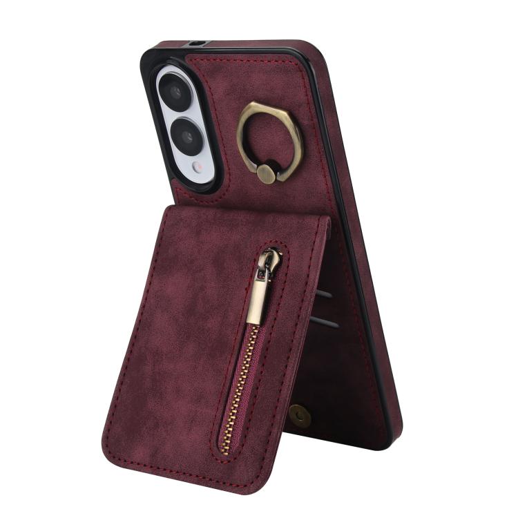 Retro Ring and Zipper RFID Card Slot Phone Case, For Samsung Galaxy S25 Edge 5G, For Samsung Galaxy S24 Ultra 5G, For Samsung Galaxy S24+ 5G
