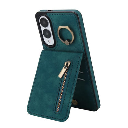 Retro Ring and Zipper RFID Card Slot Phone Case, For Samsung Galaxy S25 Edge 5G, For Samsung Galaxy S24 Ultra 5G, For Samsung Galaxy S24+ 5G
