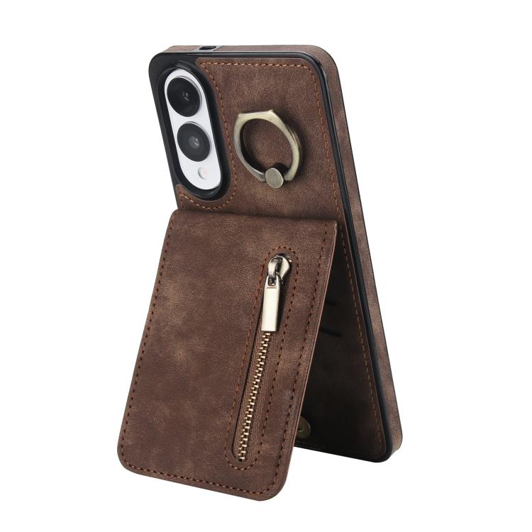 Retro Ring and Zipper RFID Card Slot Phone Case, For Samsung Galaxy S25 Edge 5G, For Samsung Galaxy S24 Ultra 5G, For Samsung Galaxy S24+ 5G