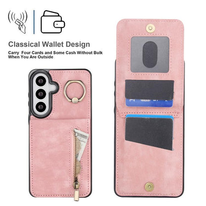 Retro Ring and Zipper RFID Card Slot Phone Case, For Samsung Galaxy S26+ 5G, For Samsung Galaxy S26 Ultra 5G, For Samsung Galaxy S26 5G