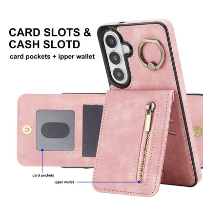 Retro Ring and Zipper RFID Card Slot Phone Case, For Samsung Galaxy S26+ 5G, For Samsung Galaxy S26 Ultra 5G, For Samsung Galaxy S26 5G