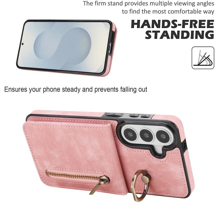 Retro Ring and Zipper RFID Card Slot Phone Case, For Samsung Galaxy S26+ 5G, For Samsung Galaxy S26 Ultra 5G, For Samsung Galaxy S26 5G