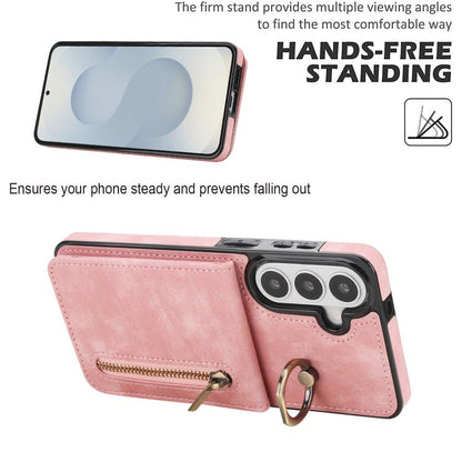 Retro Ring and Zipper RFID Card Slot Phone Case, For Samsung Galaxy S26+ 5G, For Samsung Galaxy S26 Ultra 5G, For Samsung Galaxy S26 5G