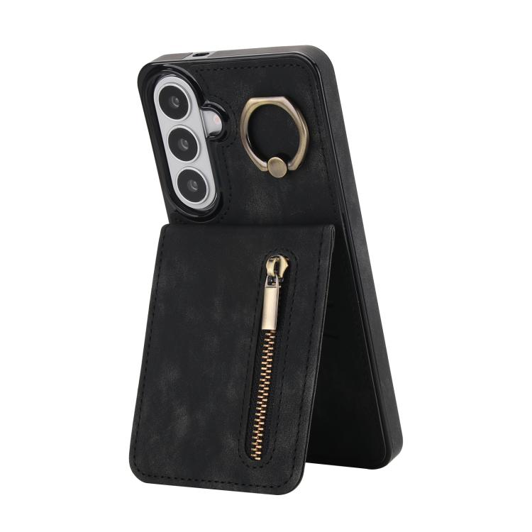 Retro Ring and Zipper RFID Card Slot Phone Case, For Samsung Galaxy S26+ 5G, For Samsung Galaxy S26 Ultra 5G, For Samsung Galaxy S26 5G