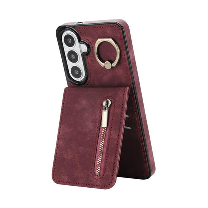 Retro Ring and Zipper RFID Card Slot Phone Case, For Samsung Galaxy S26+ 5G, For Samsung Galaxy S26 Ultra 5G, For Samsung Galaxy S26 5G