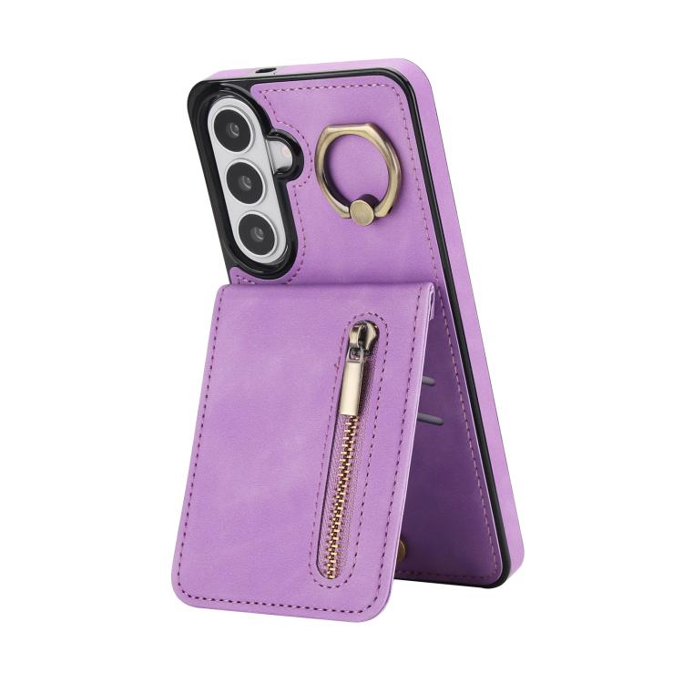 Retro Ring and Zipper RFID Card Slot Phone Case, For Samsung Galaxy S26+ 5G, For Samsung Galaxy S26 Ultra 5G, For Samsung Galaxy S26 5G