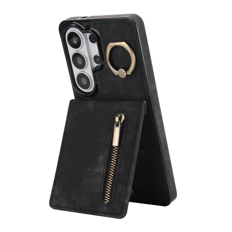 Retro Ring and Zipper RFID Card Slot Phone Case, For Samsung Galaxy S26+ 5G, For Samsung Galaxy S26 Ultra 5G, For Samsung Galaxy S26 5G