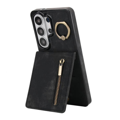 Retro Ring and Zipper RFID Card Slot Phone Case, For Samsung Galaxy S26+ 5G, For Samsung Galaxy S26 Ultra 5G, For Samsung Galaxy S26 5G