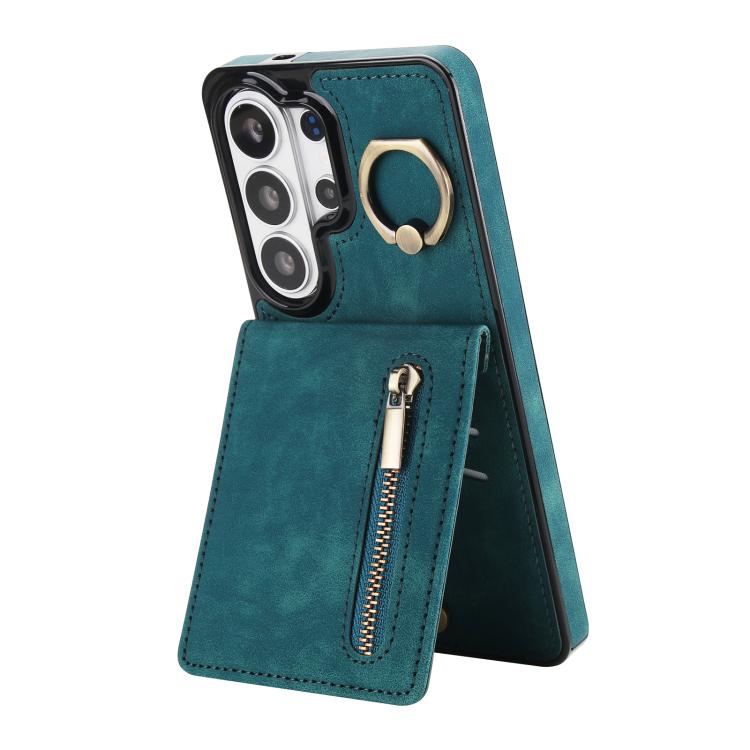 Retro Ring and Zipper RFID Card Slot Phone Case, For Samsung Galaxy S26+ 5G, For Samsung Galaxy S26 Ultra 5G, For Samsung Galaxy S26 5G
