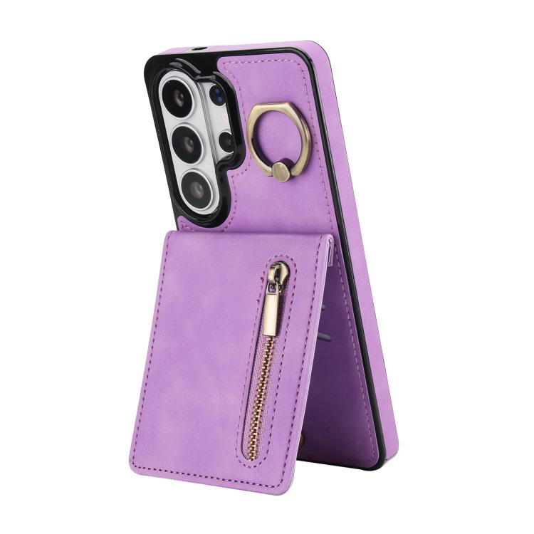 Retro Ring and Zipper RFID Card Slot Phone Case, For Samsung Galaxy S26+ 5G, For Samsung Galaxy S26 Ultra 5G, For Samsung Galaxy S26 5G