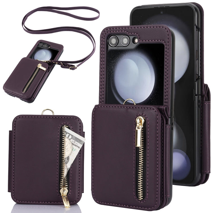 Zipper Card Slots Folding RFID Phone Case with Long Lanyard