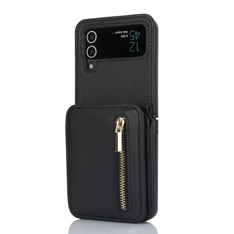 Zipper Card Slots Folding RFID Phone Case with Long Lanyard, For Samsung Galaxy Z Flip5, For Samsung Galaxy Z Flip4, For Samsung Galaxy Z Flip3