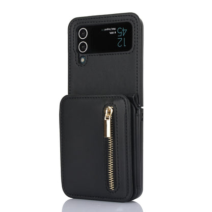 Zipper Card Slots Folding RFID Phone Case with Long Lanyard, For Samsung Galaxy Z Flip5, For Samsung Galaxy Z Flip4, For Samsung Galaxy Z Flip3